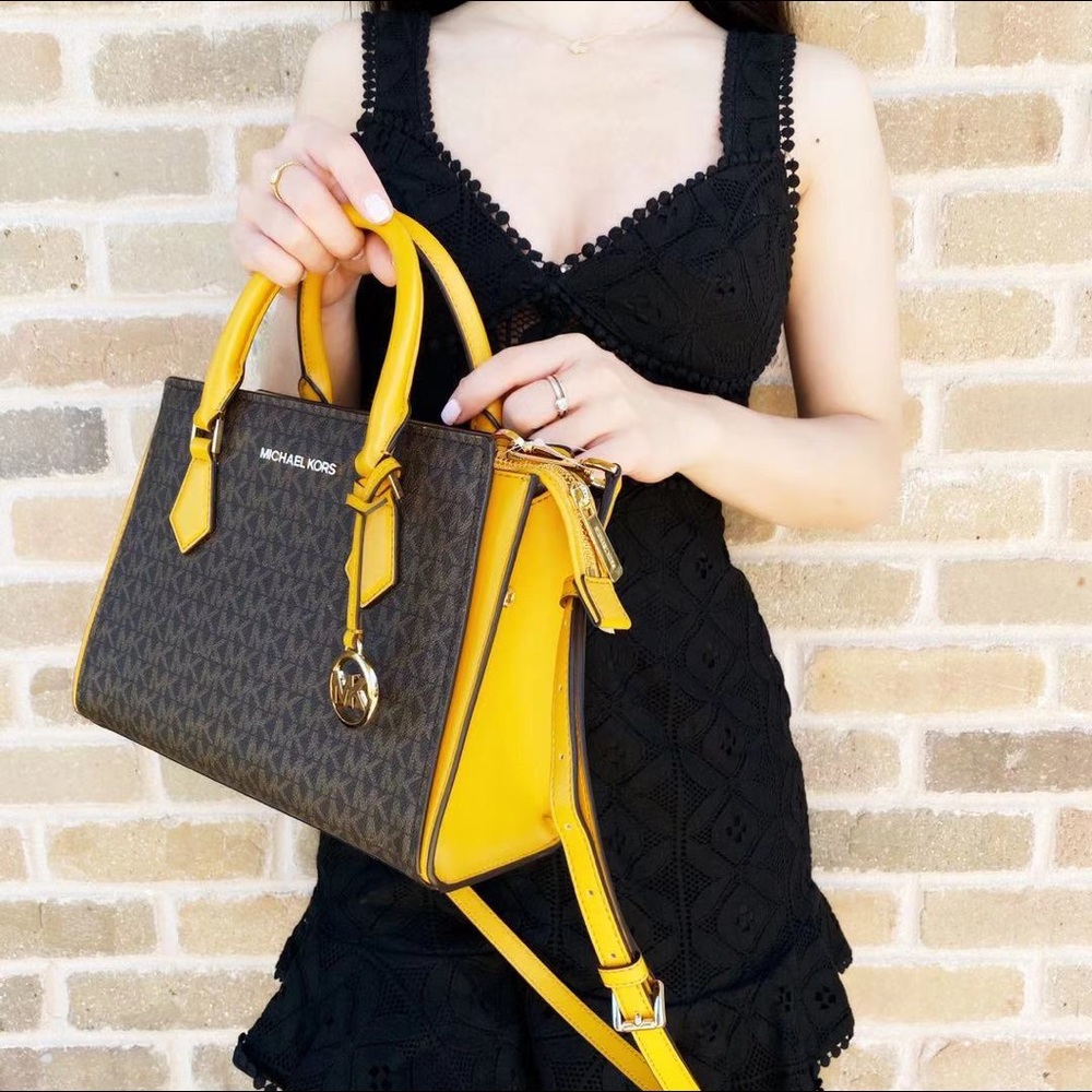 Bundle Michael Kors Satchel trifold wallet yellow - Picture 5 of 5